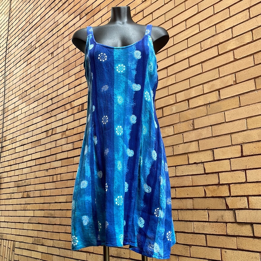 Vintage 90s boho tropical tie back tank dress Size Medium
